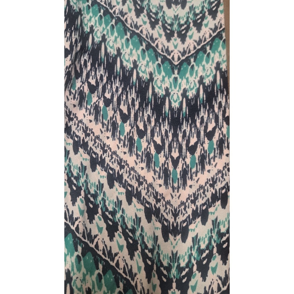 LuLaRoe OS Leggings Teal Black White Chevron Aztec Print Womens Soft - Picture 2 of 5